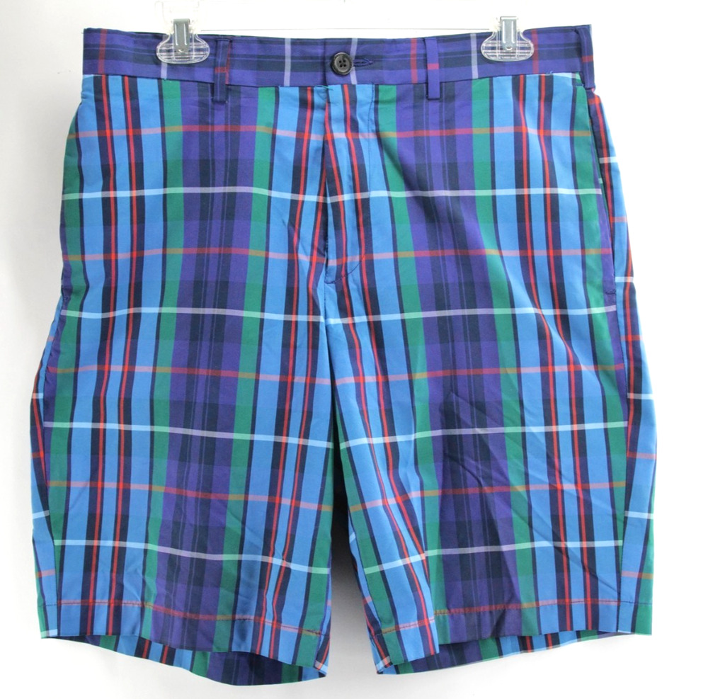 William Murray Shorts Mens 32 Blue Plaid Golf Performance 9" Multicolor